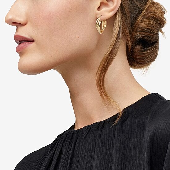 Mia Oro Womens 14K Gold 30mm Round Hoop Earrings