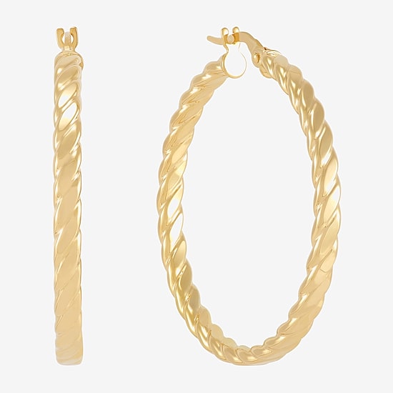 Mia Oro Womens 14K Gold 33mm Round Hoop Earrings