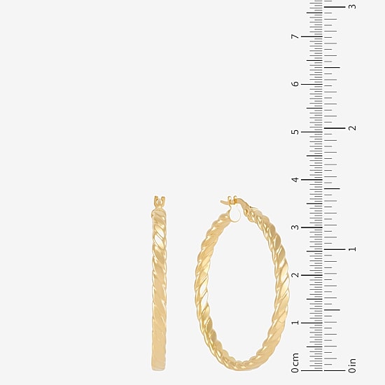 Mia Oro Womens 14K Gold 33mm Round Hoop Earrings