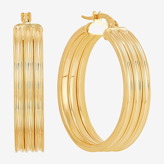 Made in Italy Womens 14K Gold 31mm Round Hoop Earrings