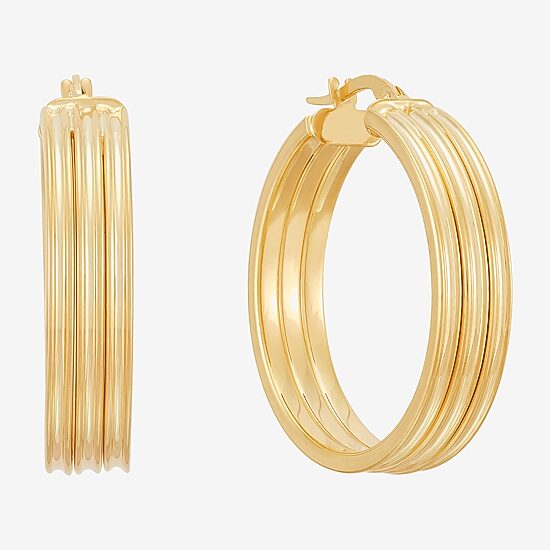 Made in Italy Womens 14K Gold 31mm Round Hoop Earrings