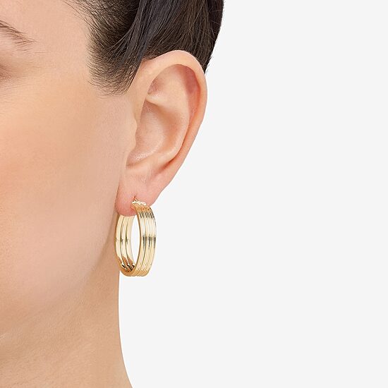 Made in Italy Womens 14K Gold 31mm Round Hoop Earrings