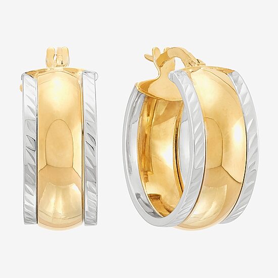 Made in Italy Womens 14K Gold 18.3mm Round Hoop Earrings