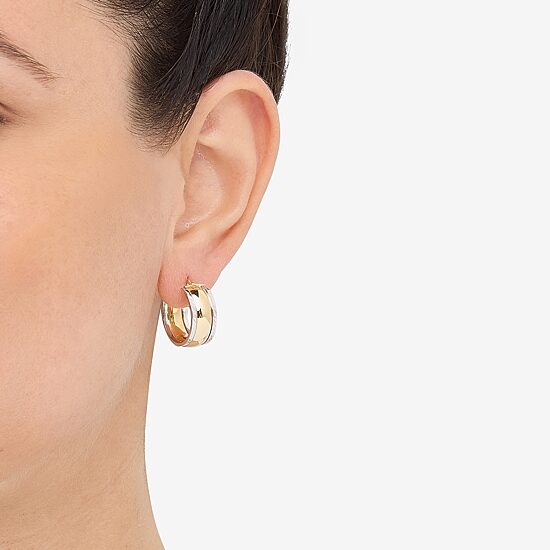 Made in Italy Womens 14K Gold 18.3mm Round Hoop Earrings