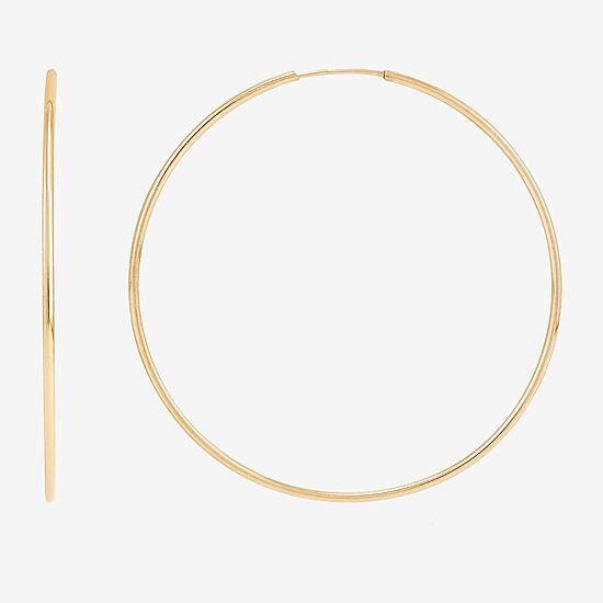Womens 14K Gold 30mm Circle Round Hoop Earrings