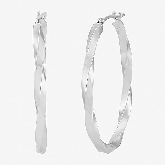 Womens 14K Gold 30mm Round Hoop Earrings