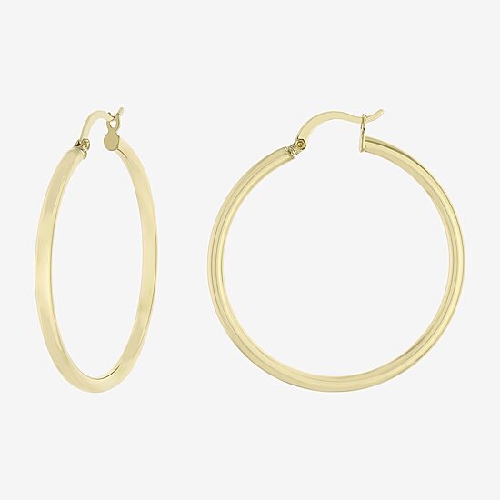 Silver Reflections 14K Gold Over Brass Hoop Earrings