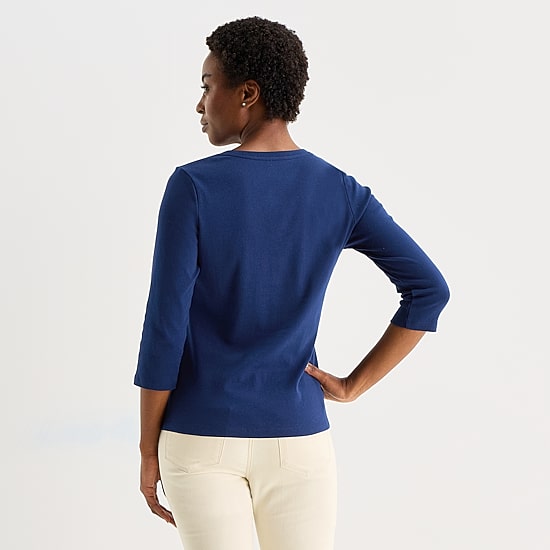 St. John's Bay Womens Tall V Neck 3/4 Sleeve T-Shirt