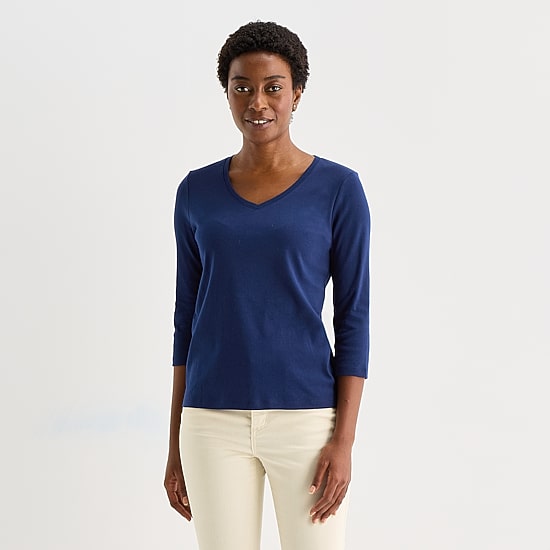 St. John's Bay Womens Tall V Neck 3/4 Sleeve T-Shirt