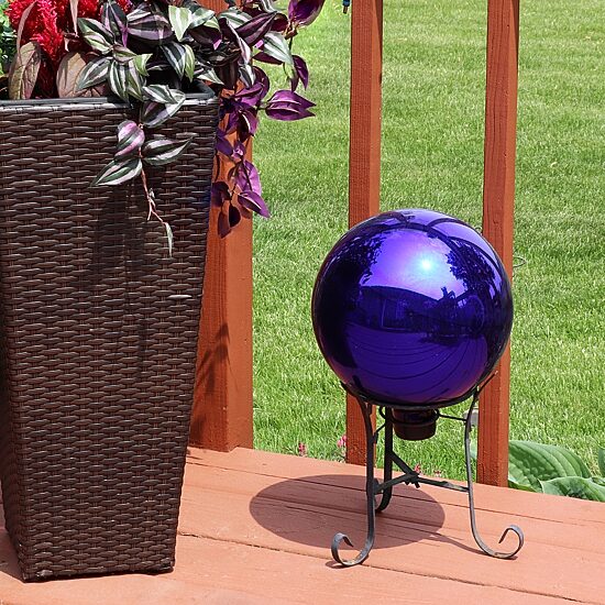 Net Health Shops Blue Mirrored Gazing Globe - 10 Inch 2-pc. Glass Yard Art