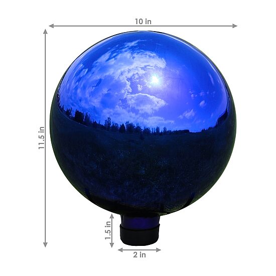 Net Health Shops Blue Mirrored Gazing Globe - 10 Inch 2-pc. Glass Yard Art