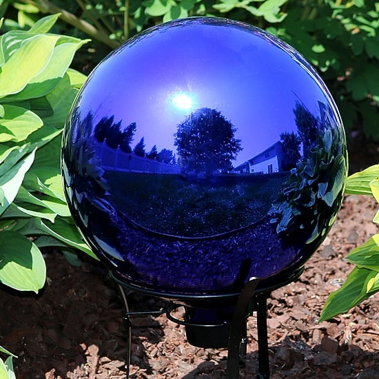 Net Health Shops Blue Mirrored Gazing Globe - 10 Inch 2-pc. Glass Yard Art