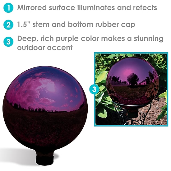 Net Health Shops Merlot Mirror Gazing Globe - 10 Inch 2-pc. Glass Yard Art