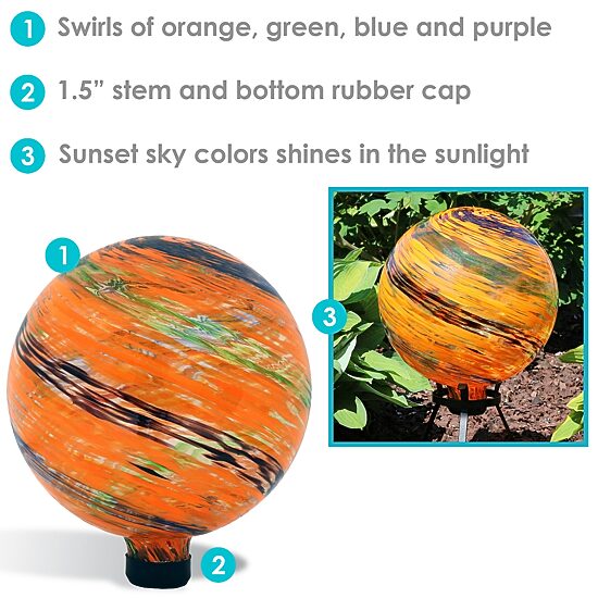 Net Health Shops Sunset Glass Gazing Globe - 10 Inch 2 pc. Yard Art