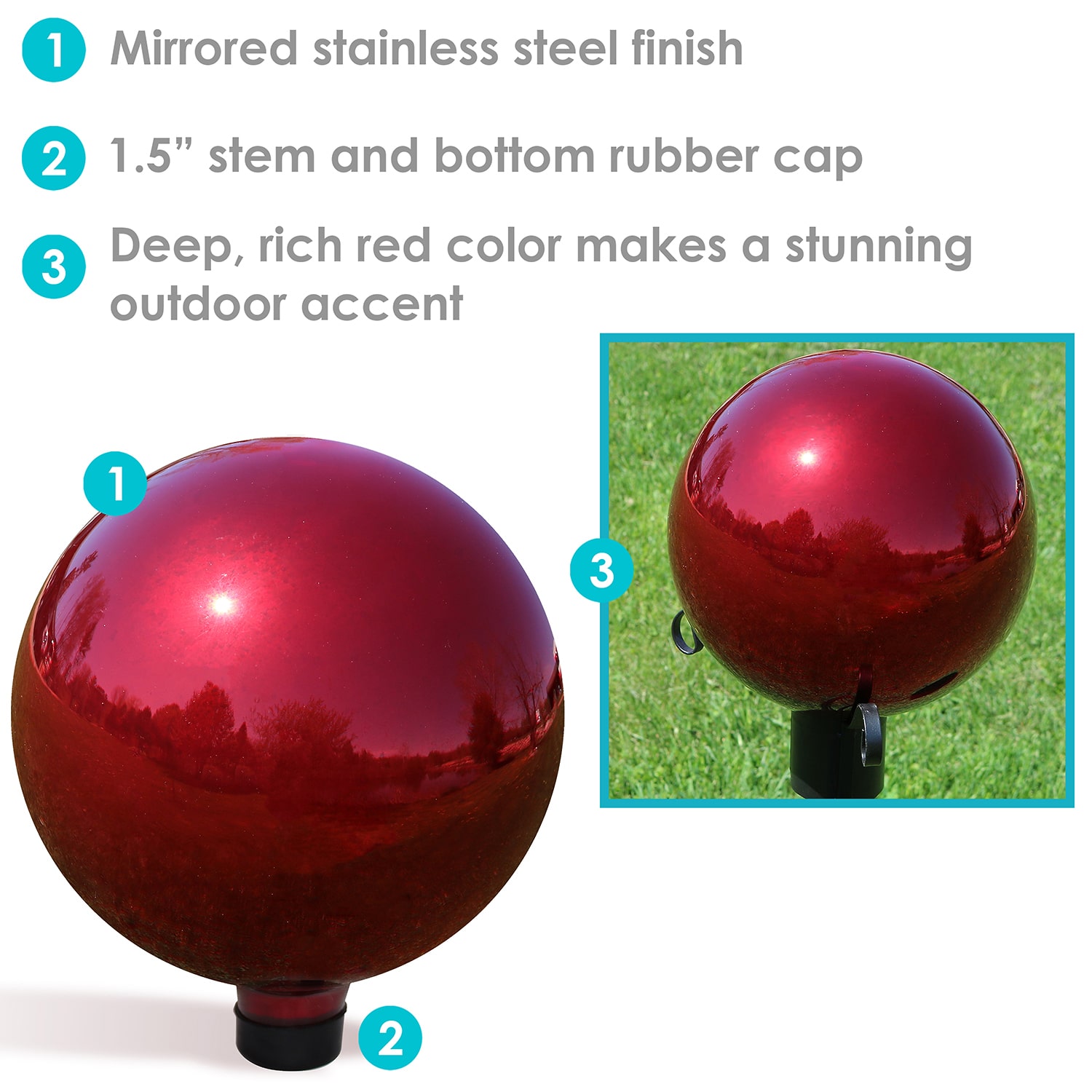 Net Health Shops Gazing Globe Ball With Mirrored Finish 2-pc. Glass Yard Art