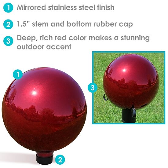 Net Health Shops Gazing Globe Ball With Mirrored Finish 2-pc. Glass Yard Art