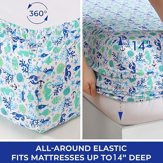 Beatrice Home Fashions Coastal Print Sheet Set