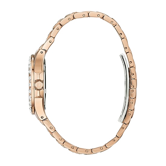 Bulova Phantom Womens Crystal Accent Rose Goldtone Stainless Steel Bracelet Watch 98l268
