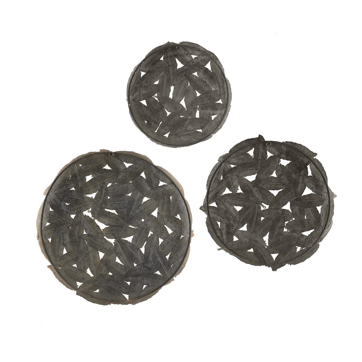 Madison Park Rosalie Textured Feather Metal Disc 3-pc. Wall Art Set