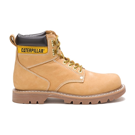 Caterpillar Tan Work Shoe Interior with Yellow Label Men’s Boots Size 10M Caterpillar Outline Steel Toe | Men main image 2