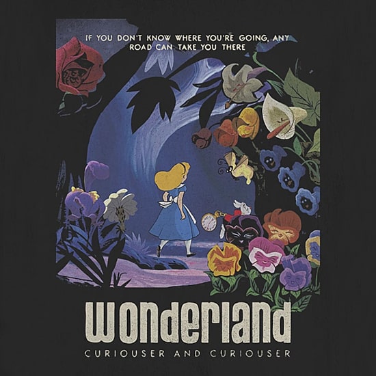 Mens Crew Neck Long Sleeve Alice in Wonderland Sweatshirt