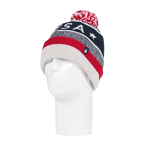 Heat Holders Mens Pom Pom Beanie, One Size, Red