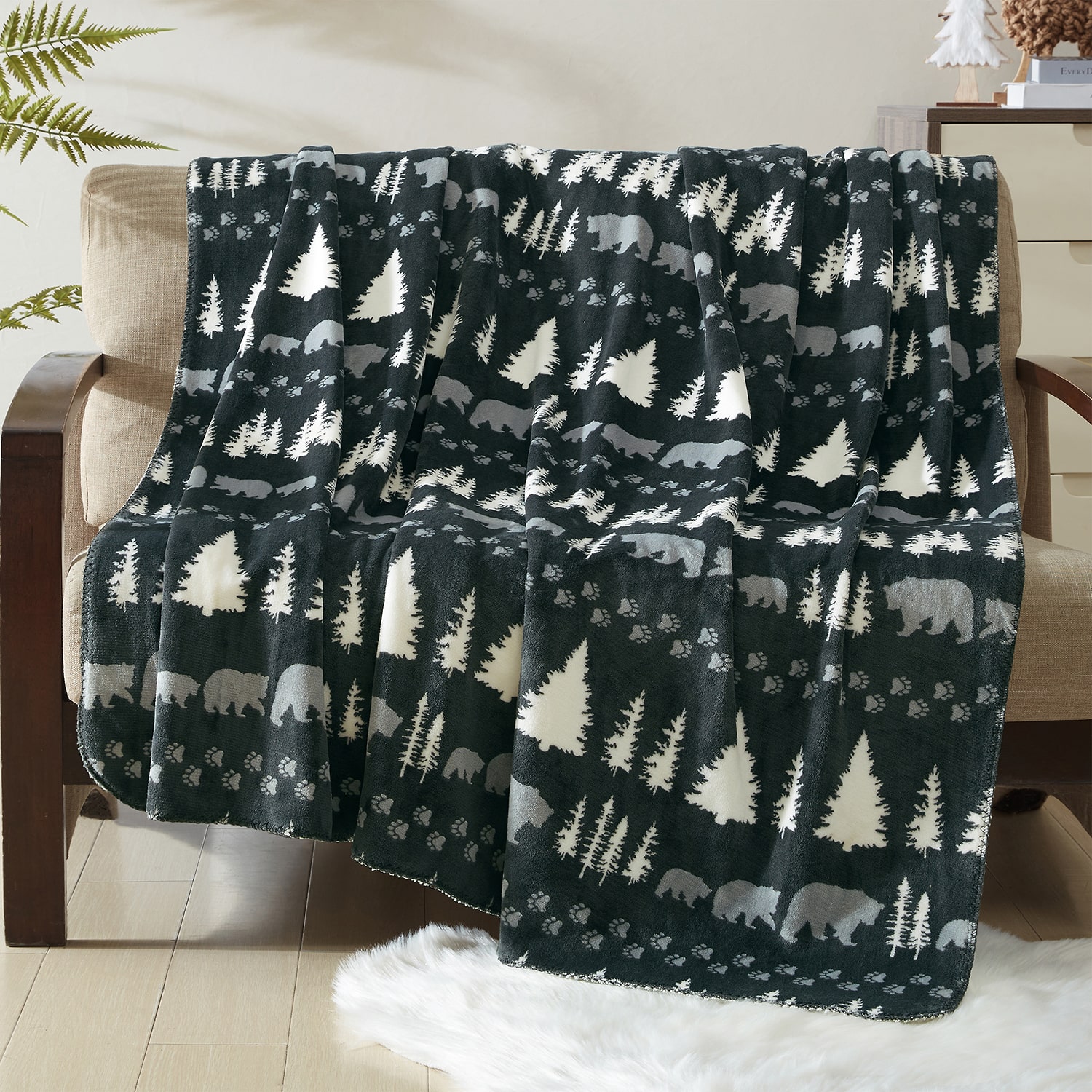 Coleman Oversized REVERSIBLE Micro-Mink & Faux Fur Washable Midweight Throw
