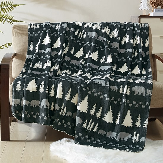 Coleman Oversized Reversible Micro-Mink & Faux Fur Washable Reversible Midweight Throw