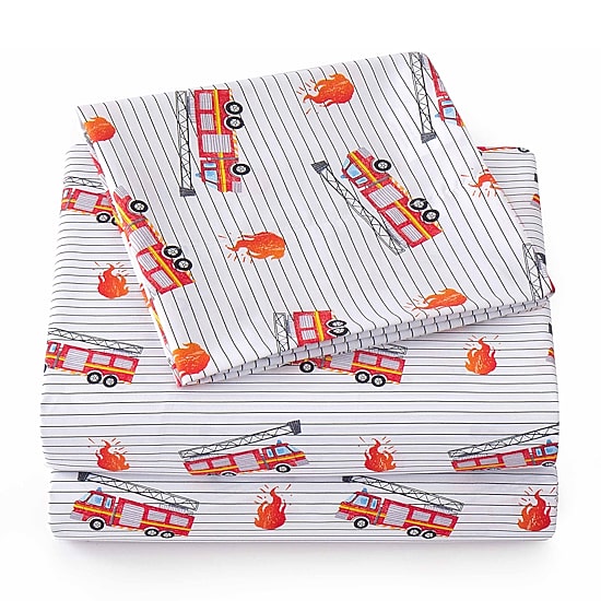 Sweet Home Collection™ Fire Trucks Microfiber Wrinkle Resistant Kids Sheet Set