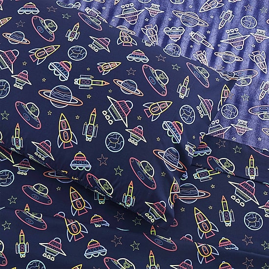 Sweet Home Collection™ Neon Space Microfiber Wrinkle Resistant Kids Sheet Set