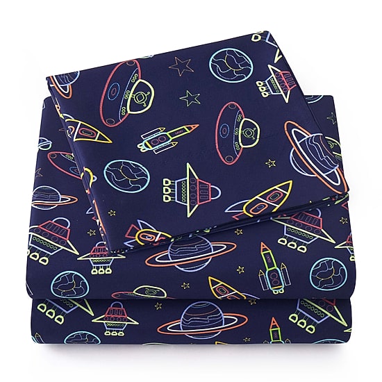 Sweet Home Collection™ Neon Space Microfiber Wrinkle Resistant Kids Sheet Set