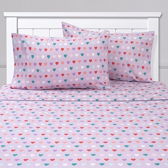 Sweet Home Collection™ Hearts Microfiber Wrinkle Resistant Kids Sheet Set