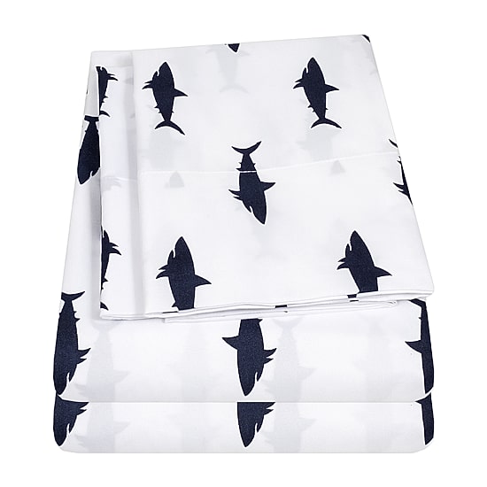Sweet Home Collection™ Swimming Sharks Microfiber Wrinkle Resistant Kids Sheet Set