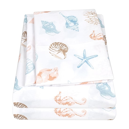 Sweet Home Collection™ Seashells Microfiber Wrinkle Resistant Kids Sheet Set