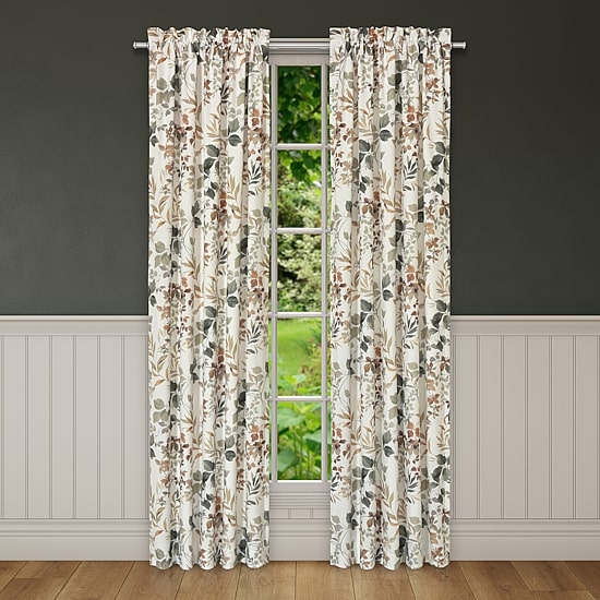 Royal Court Evergreen Rod Pocket Light-Filtering Set of 2 Curtain Panel
