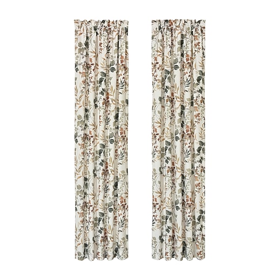 Royal Court Evergreen Rod Pocket Light-Filtering Set of 2 Curtain Panel