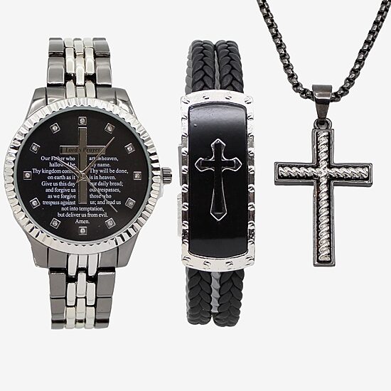 Mens Silver Tone 3-pc. Watch Boxed Set Mac7148jc