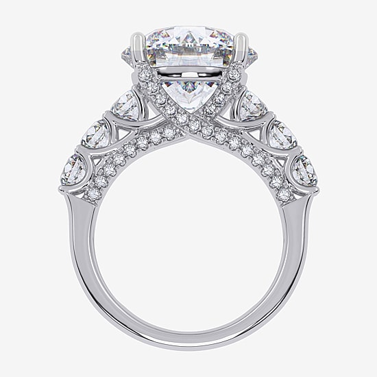 Signature By Modern Bride (G, Vs2-Si1) Womens 7 1/2 Ct. T.W. Lab Grown White Diamond 14K Gold Round Side Stone Engagement Ring