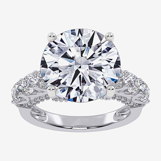 Signature By Modern Bride (G, Vs2-Si1) Womens 7 1/2 Ct. T.W. Lab Grown White Diamond 14K Gold Round Side Stone Engagement Ring