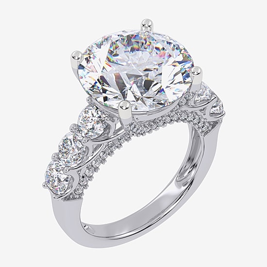 Signature By Modern Bride (G, Vs2-Si1) Womens 7 1/2 Ct. T.W. Lab Grown White Diamond 14K Gold Round Side Stone Engagement Ring