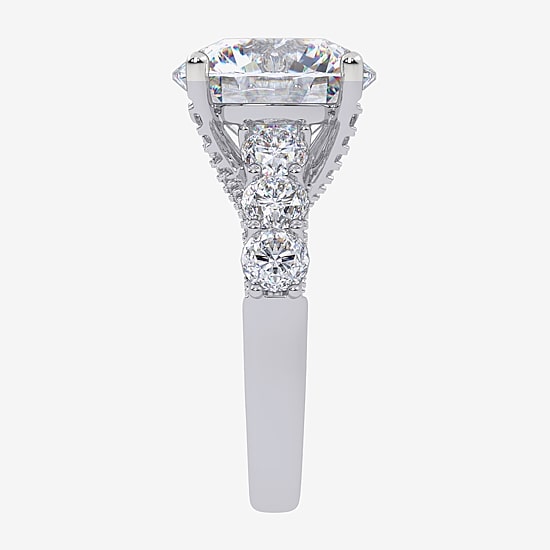 Signature By Modern Bride (G, Vs2-Si1) Womens 7 1/2 Ct. T.W. Lab Grown White Diamond 14K Gold Round Side Stone Engagement Ring