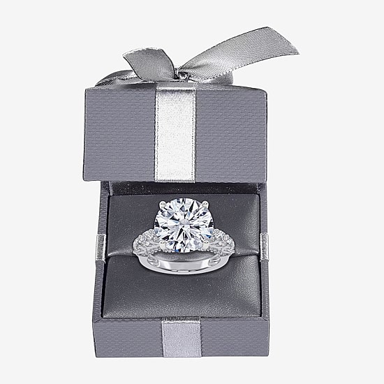 Signature By Modern Bride (G, Vs2-Si1) Womens 7 1/2 Ct. T.W. Lab Grown White Diamond 14K Gold Round Side Stone Engagement Ring