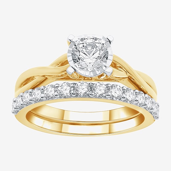 (H-I, I1) Womens 1 CT. T.W. Lab Grown White Diamond 14K Gold Over Silver Bridal Set