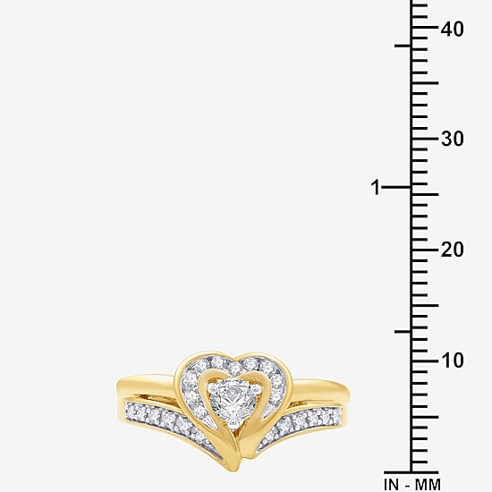 (H-I, I1) Womens 3/8 CT. T.W. Lab Grown White Diamond 14K Gold Over Silver Heart Engagement Ring