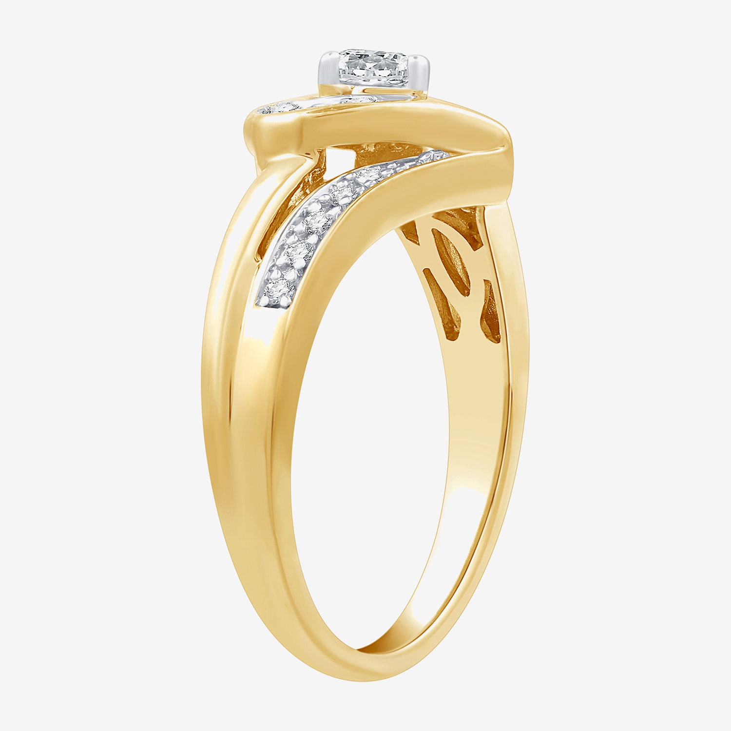 (H-I, I1) Womens 3/8 CT. T.W. Lab Grown White Diamond 14K Gold Over Silver Heart Engagement Ring