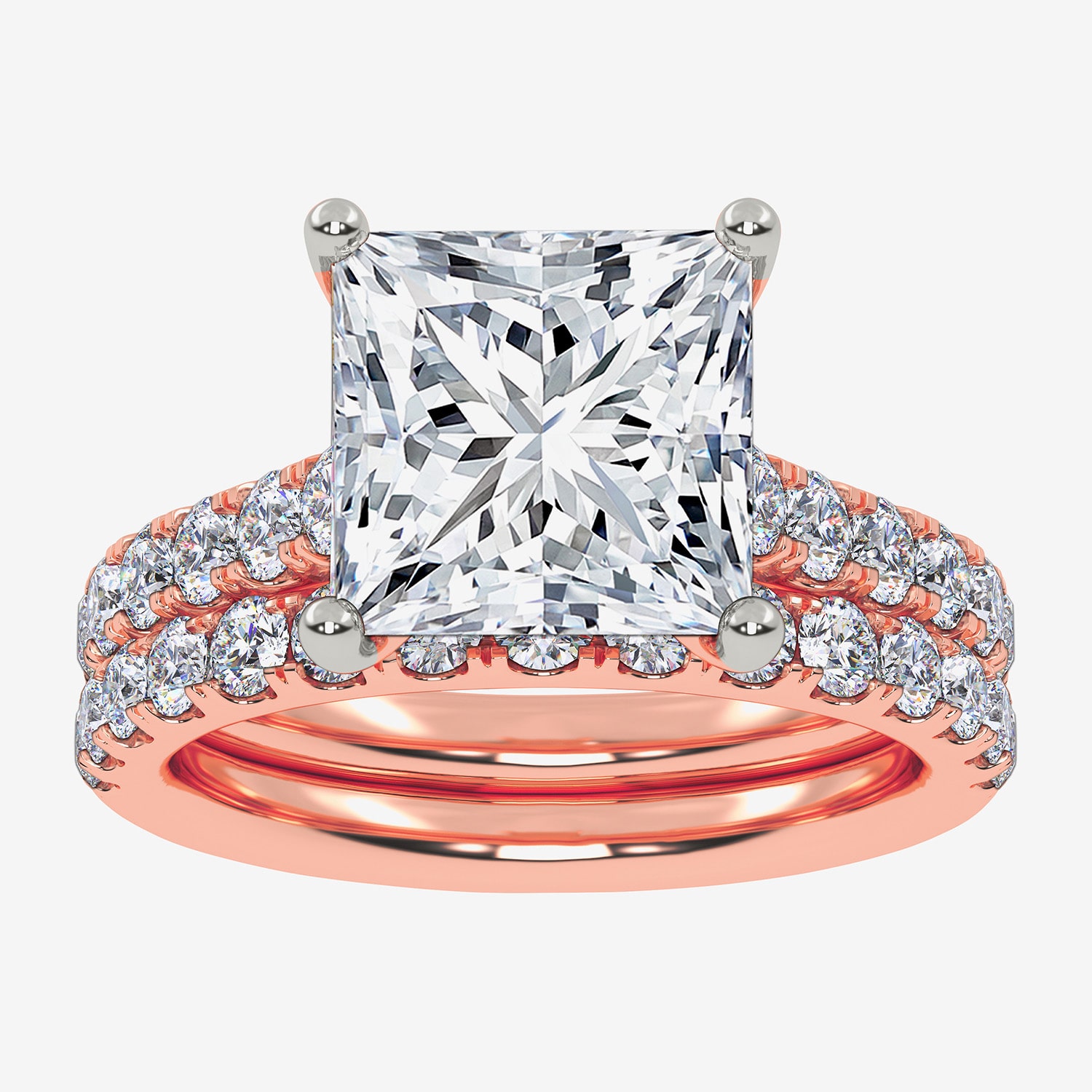 (G-H / Si1-Si2) Womens 4 CT. T.W. Lab Grown White Diamond 14K Gold Side Stone Bridal Set
