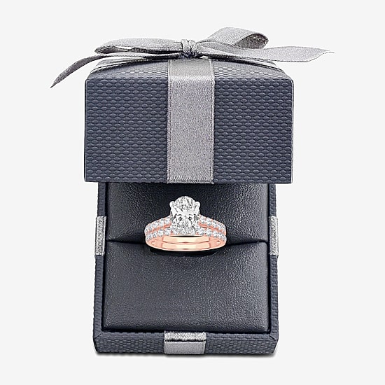 Signature By Modern Bride (F-G/ Vs2-Si1) Womens 2 1/2 CT. T.W. Lab Grown White Diamond 14K Gold Oval Side Stone Bridal Set
