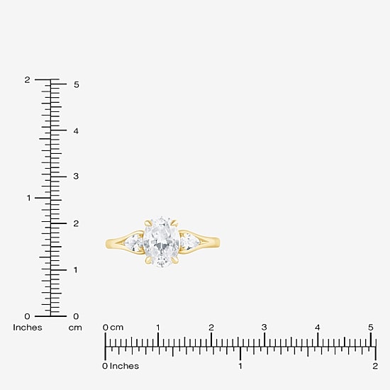 Love Lives Forever (F / Vs2) Womens 1 3/4 CT. T.W. Lab Grown White Diamond 10K Gold Oval 3-Stone Engagement Ring