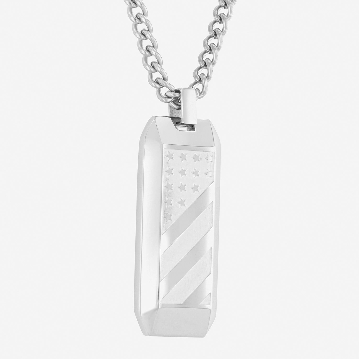 Mens Stainless Steel Rectangular Pendant