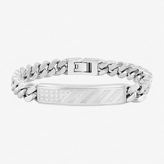 Mens Stainless Steel Solid Link Bracelet